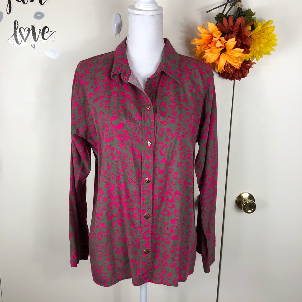 ESCAPADA RETRO PRINT COLLARED BUTTONED SHIRT SZ LG